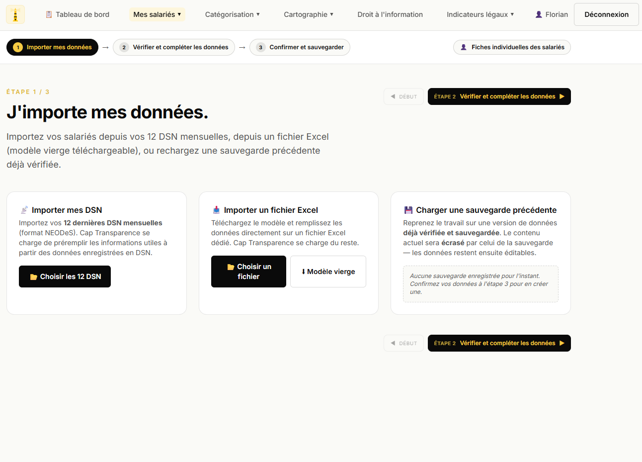 Import des données salariés